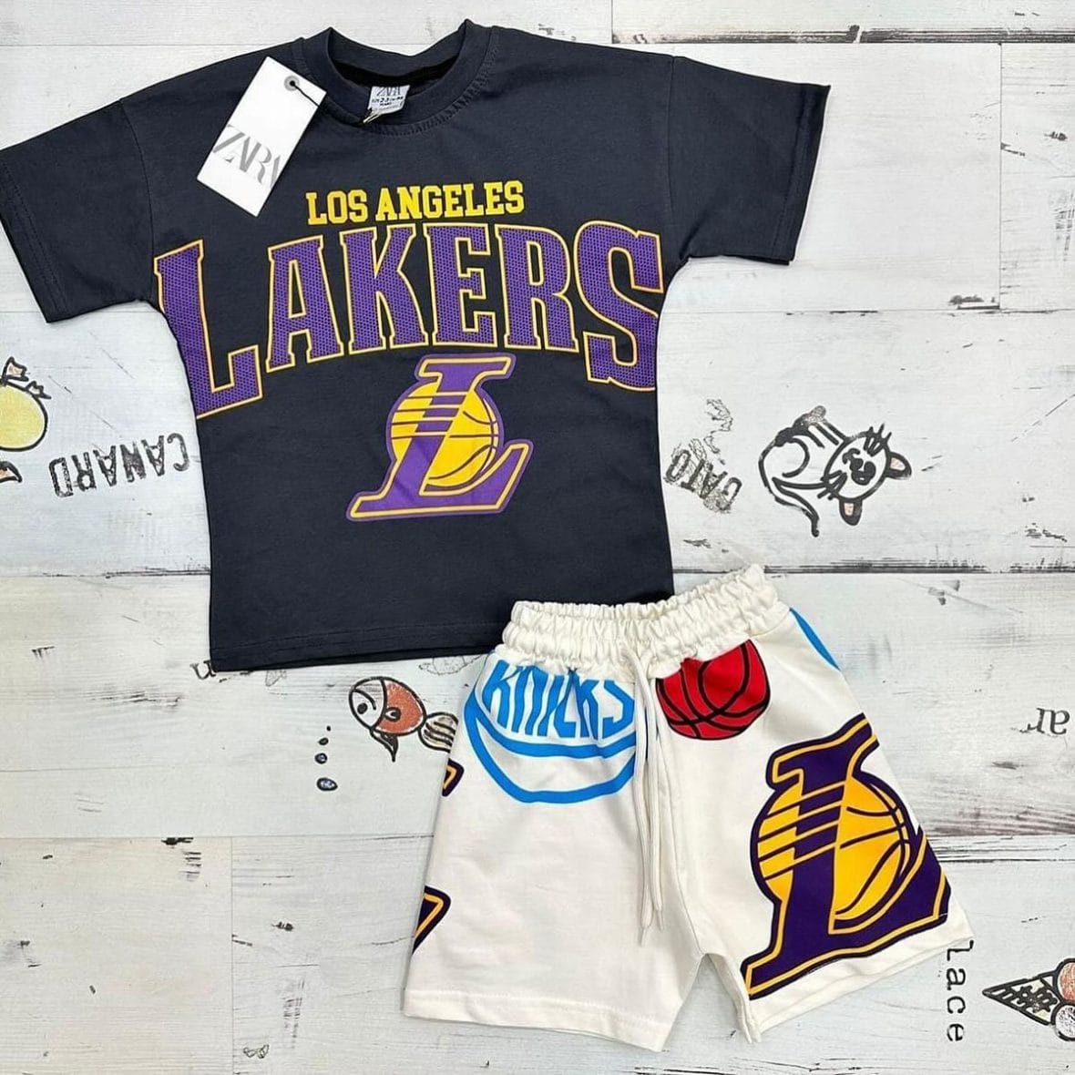 Ensemble garçon gris imprimé Zara