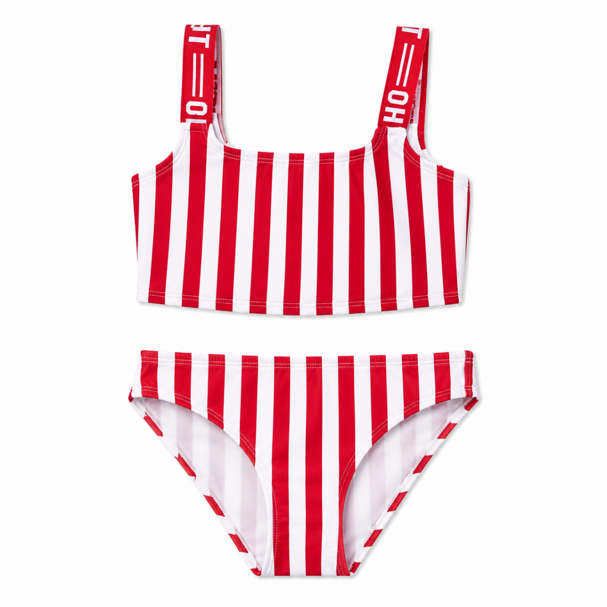 Maillot fille rouge a rayures