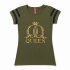 T-shirt fille Queen vert militaire avec imprimé doré