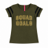 T-shirt fille Squad Goals vert militaire avec imprimé doré