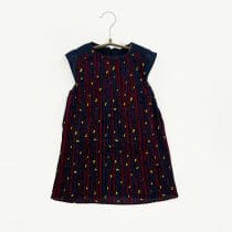 Robe fille grain de blé bleu bordeau