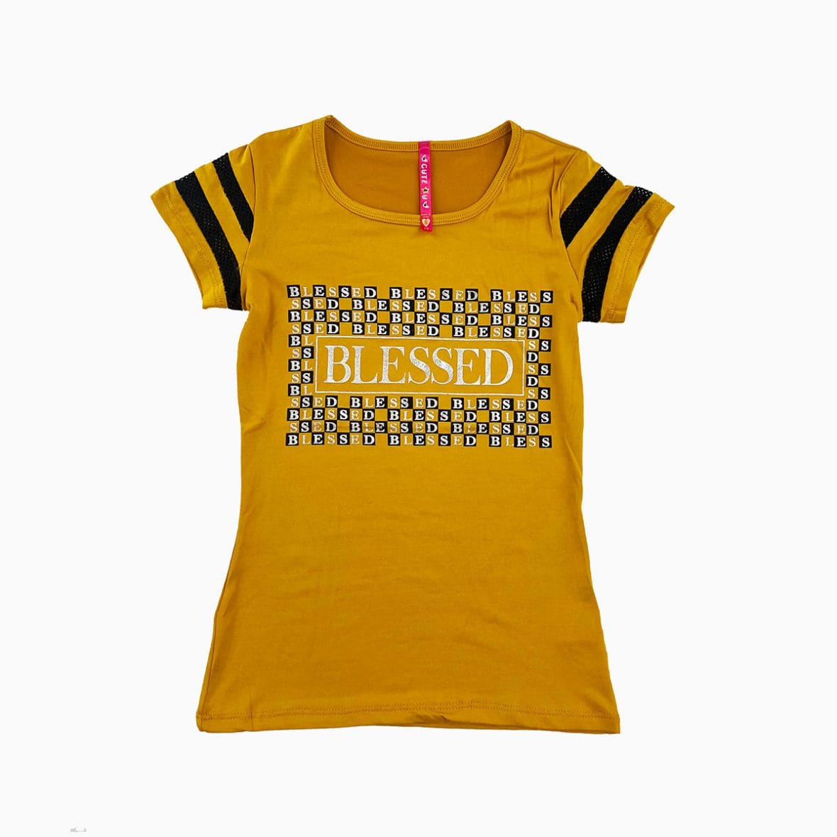 T-shirt fille girl moutarde