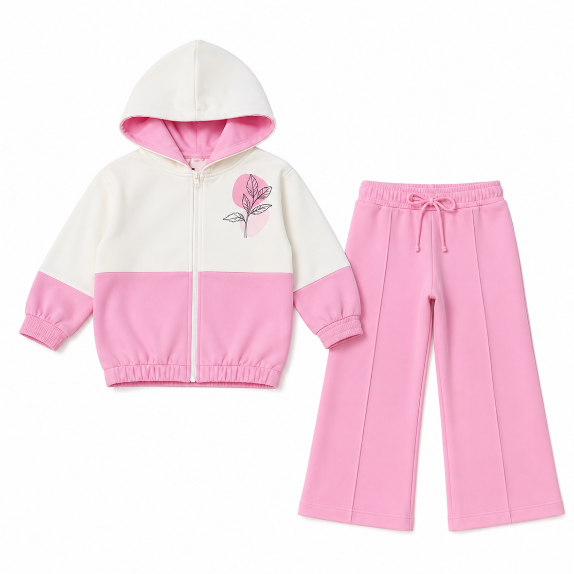 Jogging fille fleur patte d’éléphant