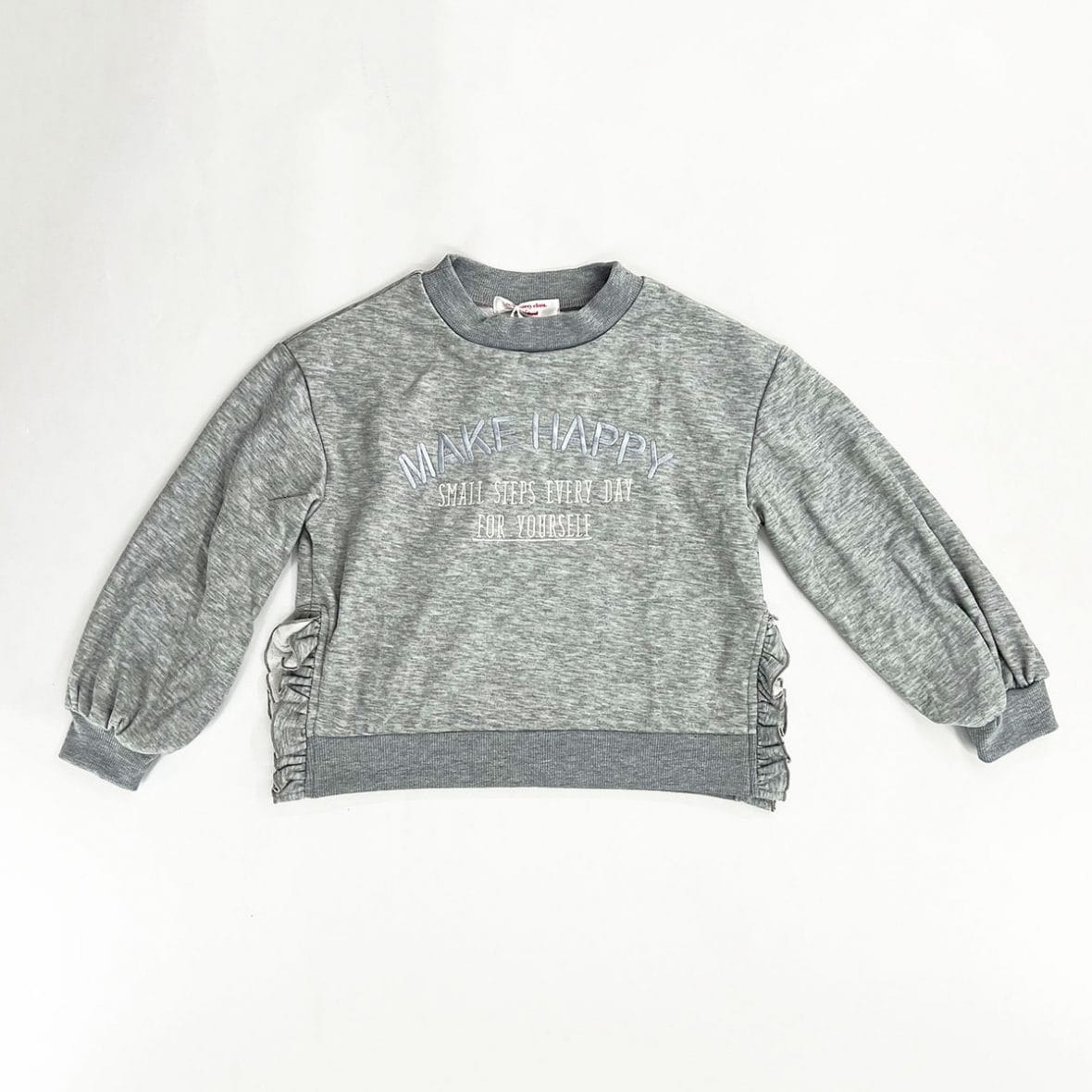 Sweat fillette make happy à manches froncées