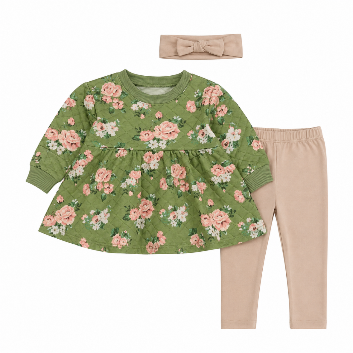 Ensemble pour bébé 3 pièces à fleurs