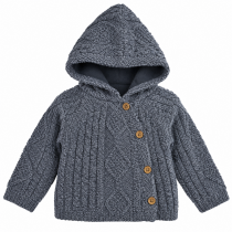 Gilet tricoté gris à capuche pour enfant