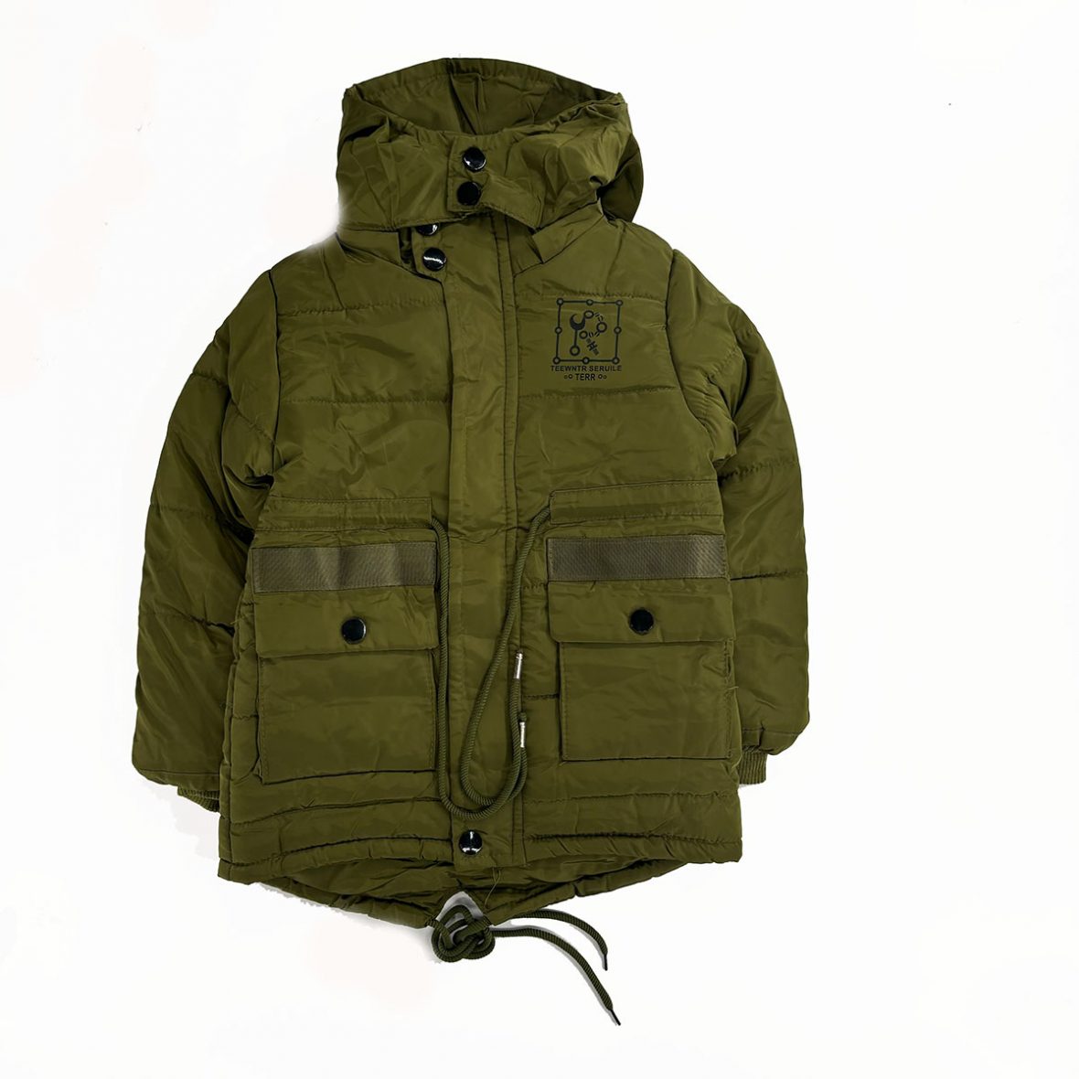 Parka vert kaki pour garçon motif lampe