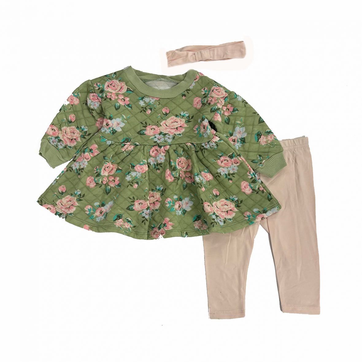 Ensemble pour bébé 3 pièces à fleurs