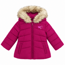 Manteau d’hiver fuchsia à capuche fourrée