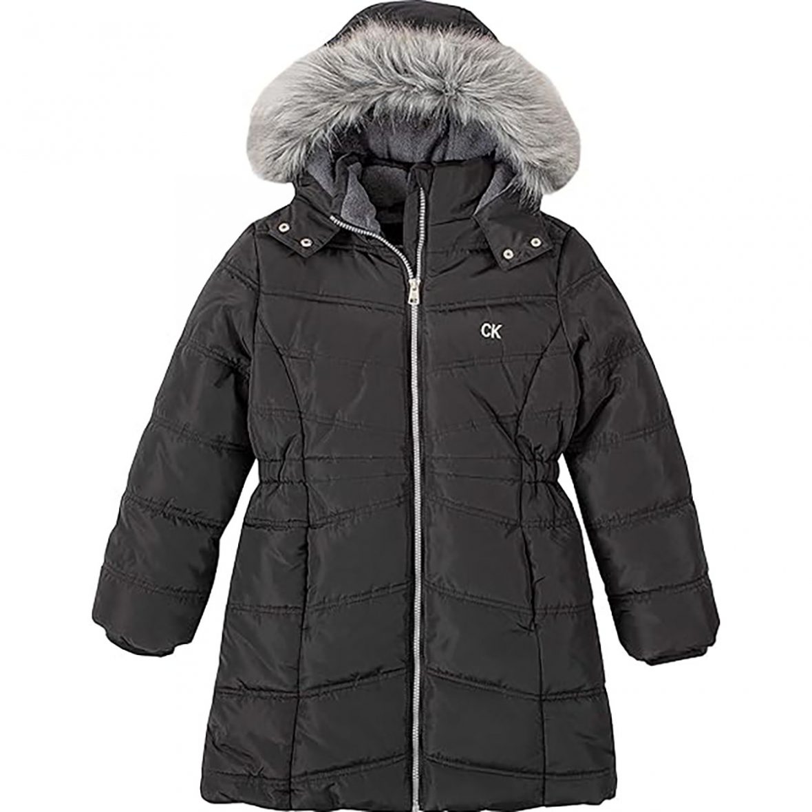 Calvin Klein Doudoune longue à capuche avec doublure en polaire pour filles