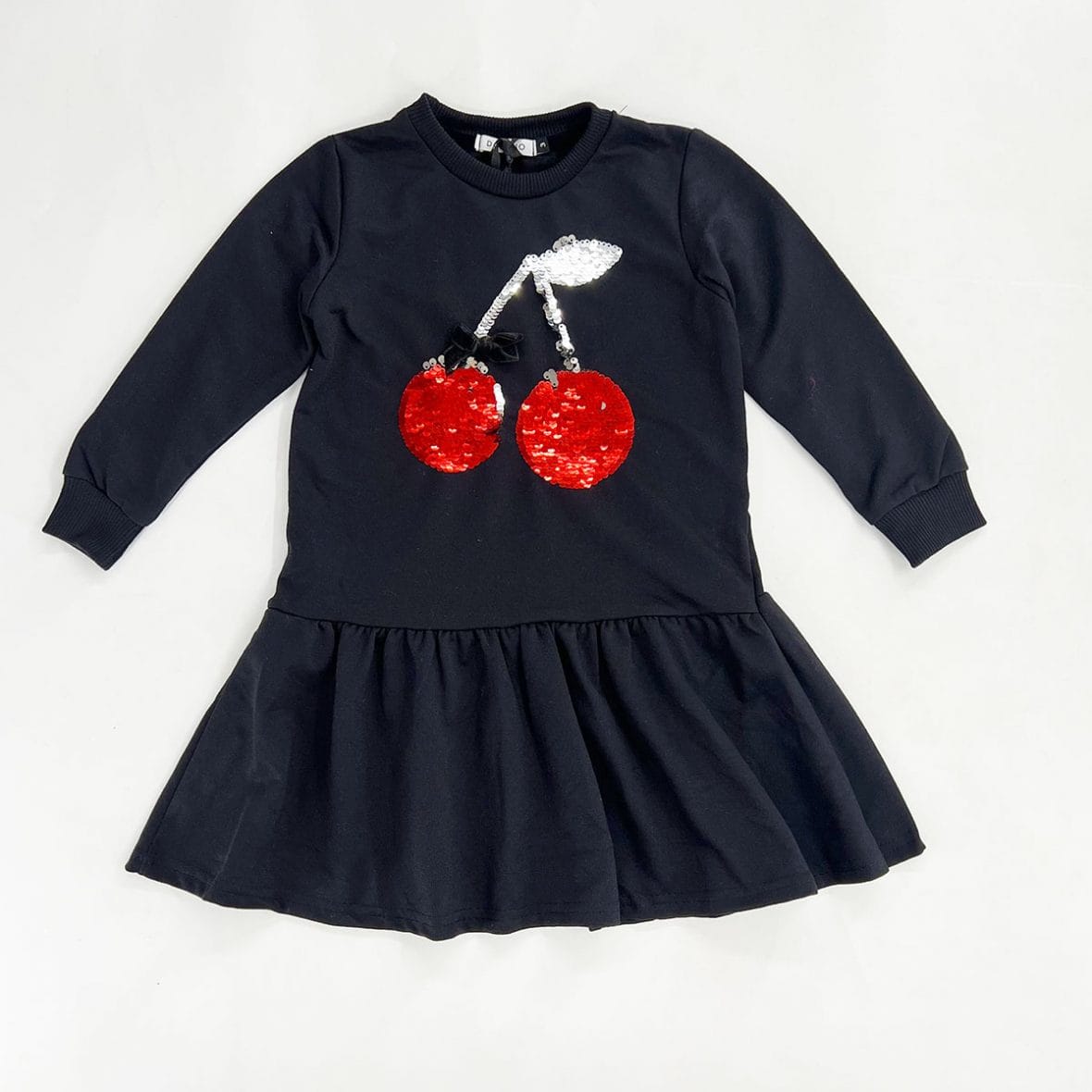 Robe fillette motif cerise en sequins