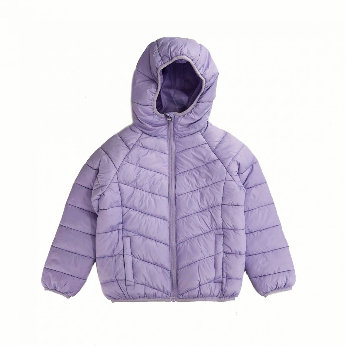 Boulvard Doudoune Fille avec Capuche à petite fleure et mauve