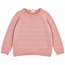 Pull en maille rose poudré rayé