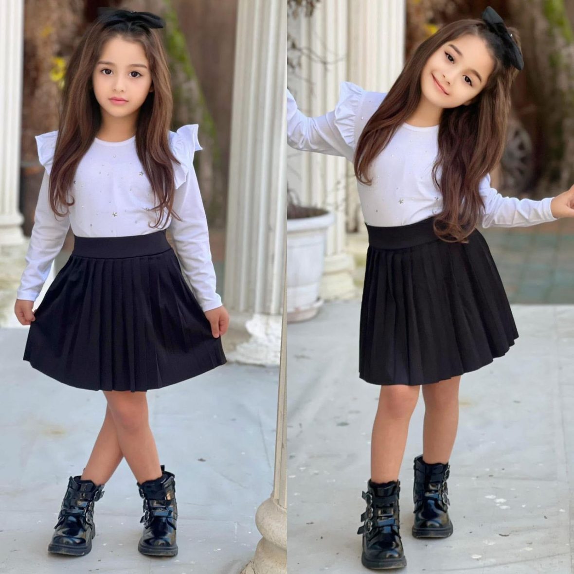 Ensemble Jupe plissée avec pull à fronces