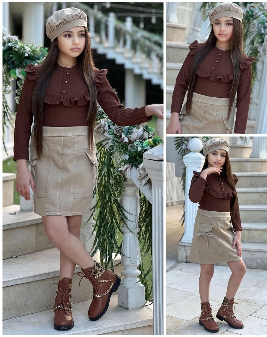 Ensemble pour fille 3pièces jupe jean