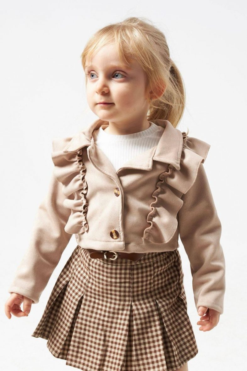 Ensemble pour fille 3pièces avec jupe-short à carreaux