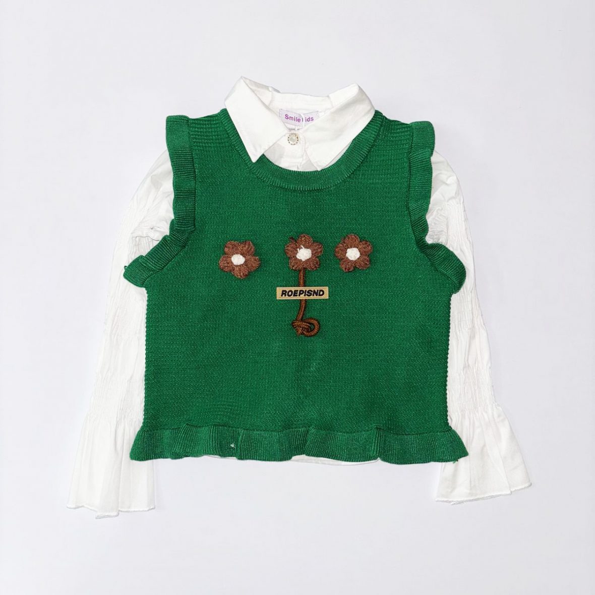 Ensemble pull laine + chemisier blanc