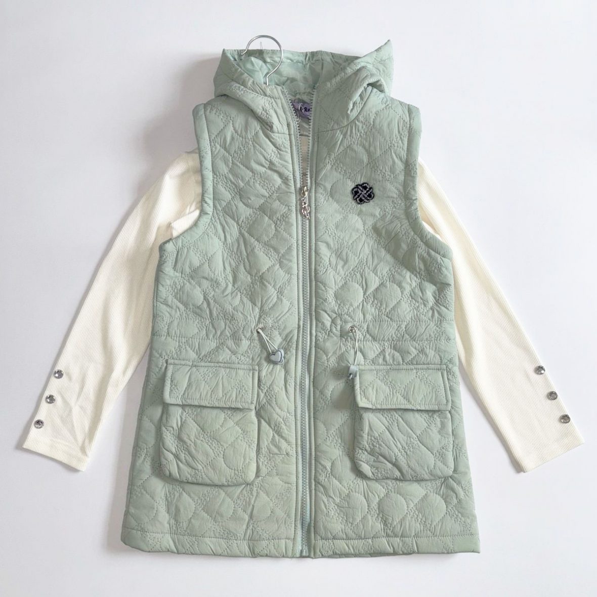 Twins pull gilet sans manche pour fille motif fleur