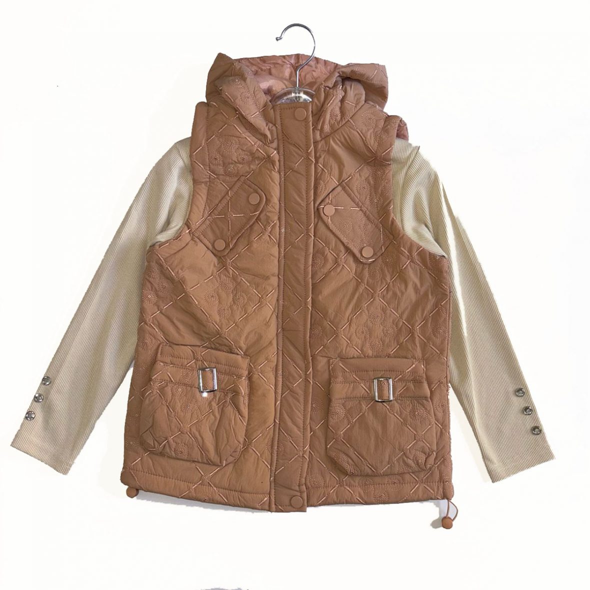 Twins pull gilet sans manche pour fille avec poches latérales