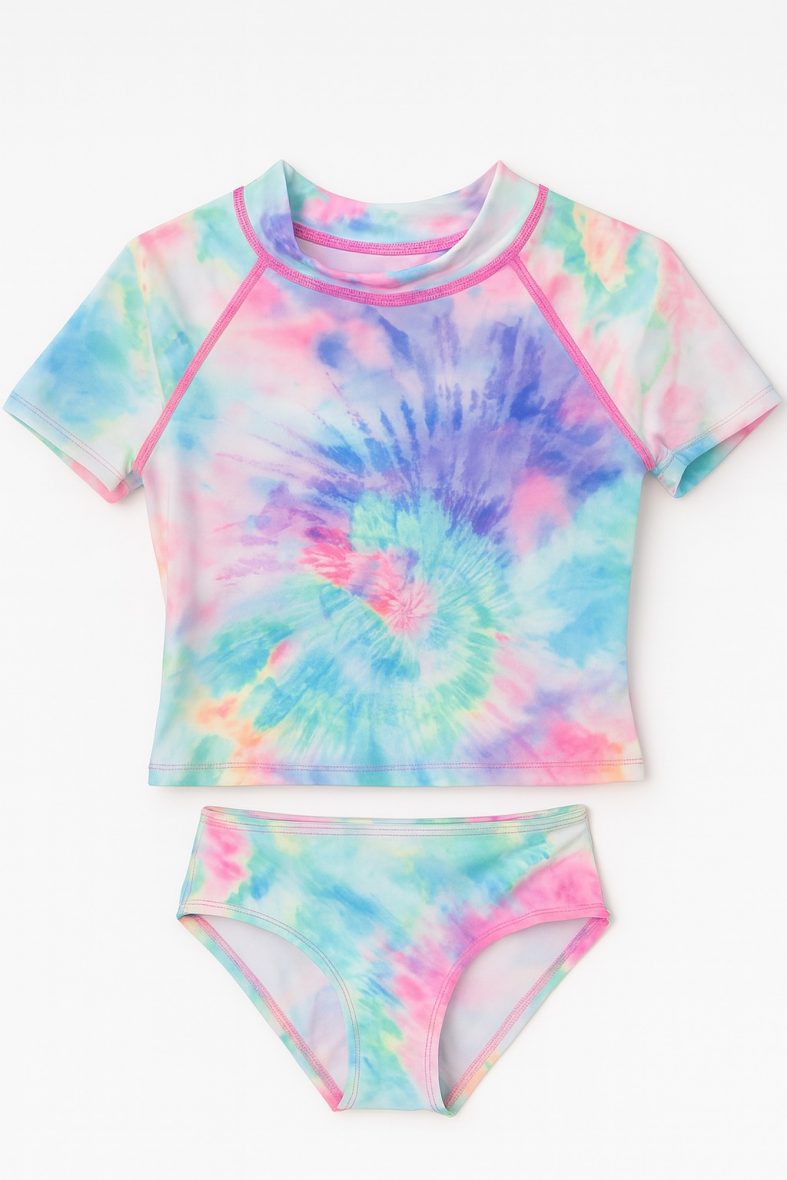Maillot de Bain Fille Tie & Dye Pastel