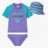 Ensemble de bain 3 pièces fille – Cœur ethnique violet