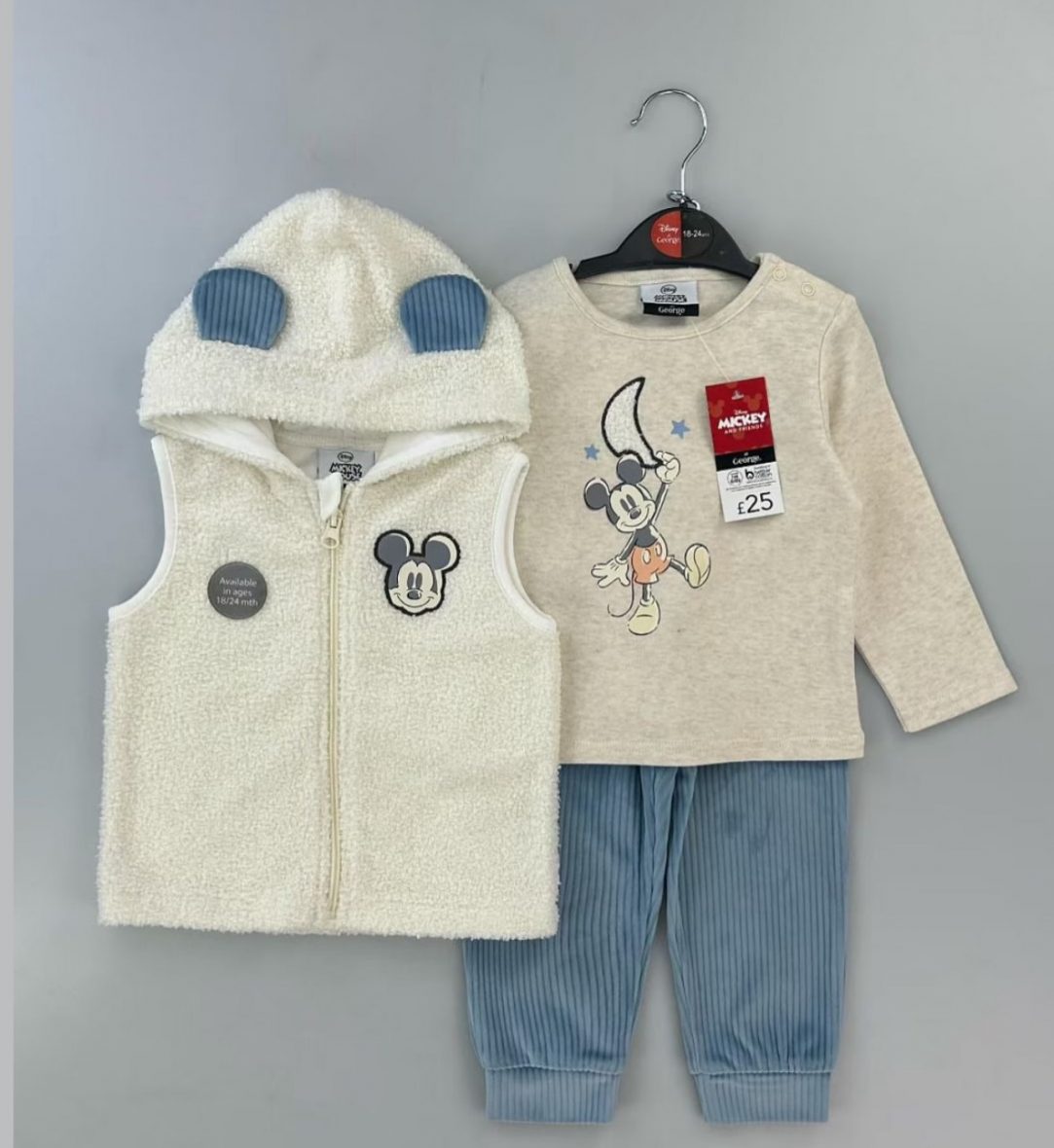 Ensemble doux 3 pièces avec gilet à capuche oreilles et motif disney