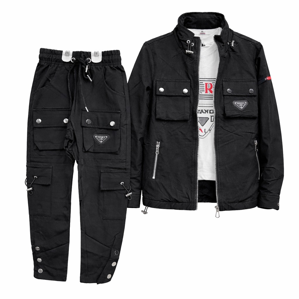 Ensemble Garçon Veste Zippée & Pantalon Cargo – Style Utilitaire Urbain Moderne