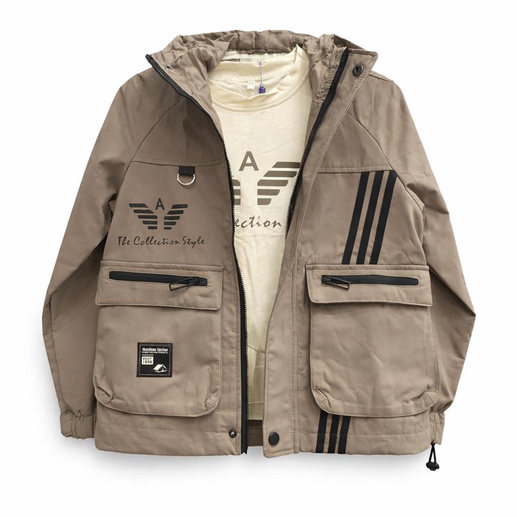 Veste garçon beige à capuche style urbain EA7