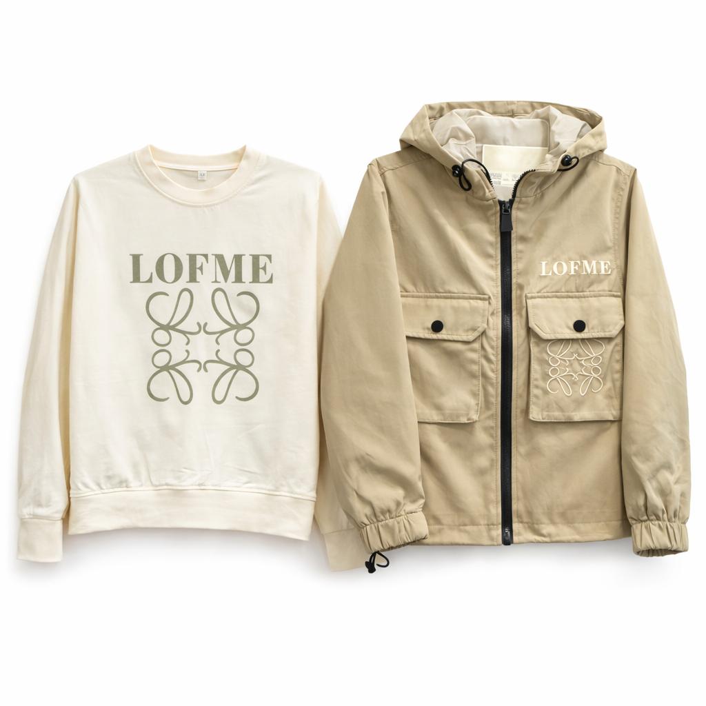 Ensemble garçon LOFME – Veste à capuche + Pull imprimé tendance mi-saison