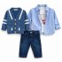 Ensemble Bébé Garçon 4 Pcs Jean + Chemise + T-Shirt + Cardigan – Tenue Complète Chic