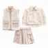 Ensemble 4 Pièces Enfant – Gilet en fourrure, Haut à Col & Jupe Cargo