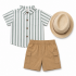 Ensemble Été Garçon Rayé avec Chapeau – Style Chic & Décontracté