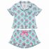 Pyjama boutonné Fille Turquoise Fleuri