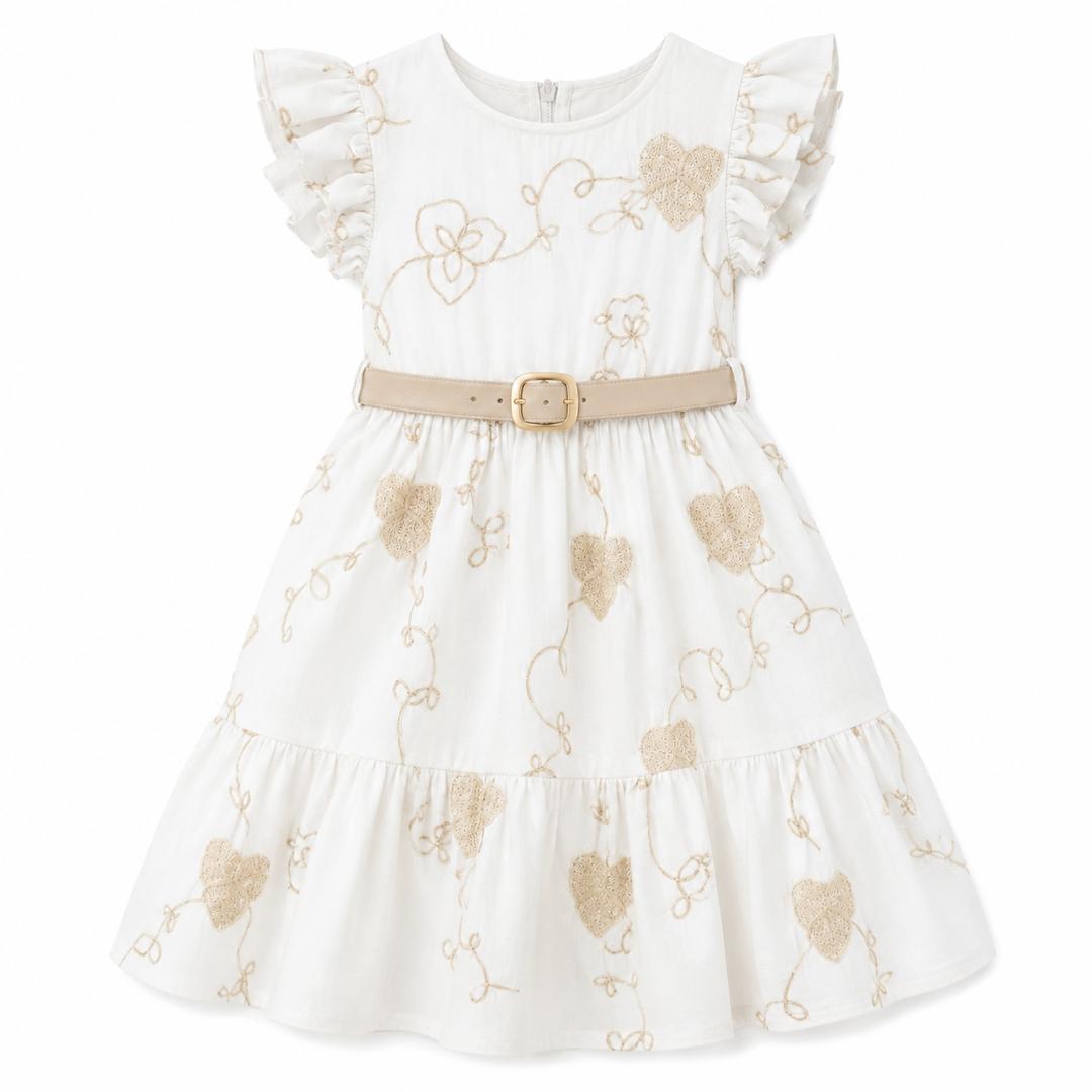 Robe en lin Brodée feuille colorée