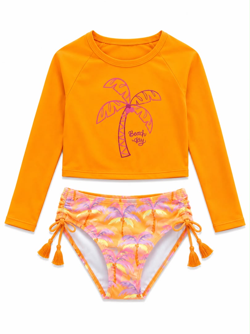 Maillot de bain 2 pièces anti-UV orange Beach Day