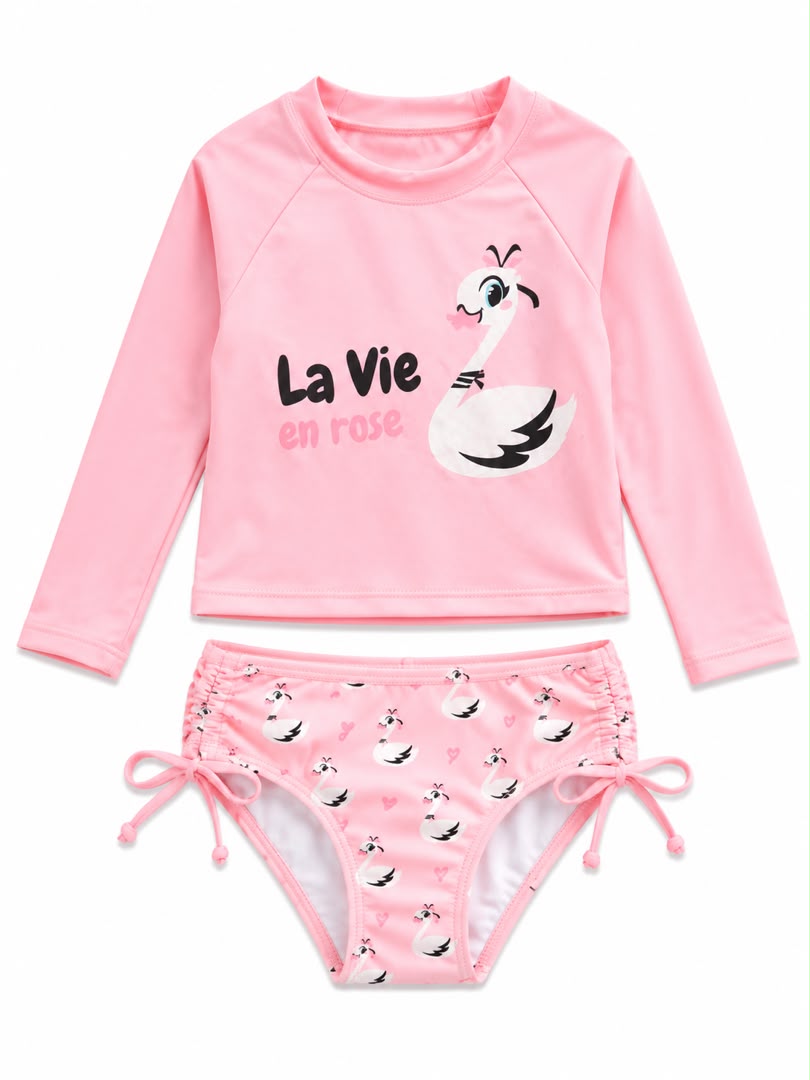 Maillot de bain 2 pièces anti-UV « La Vie en Rose »