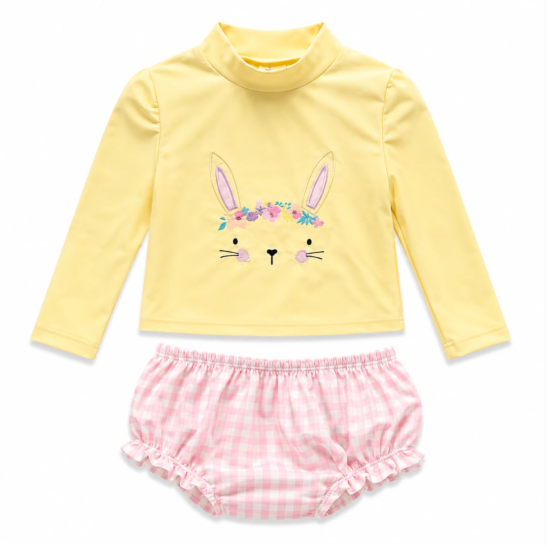 Maillot de bain anti-UV avec couche-culotte « Lapin Fleuri »