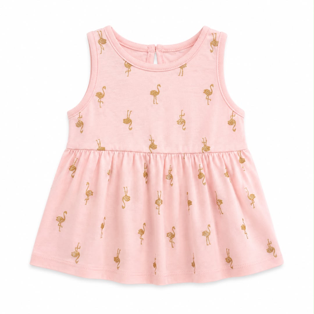Robe bébé sans manches à imprimé flamants