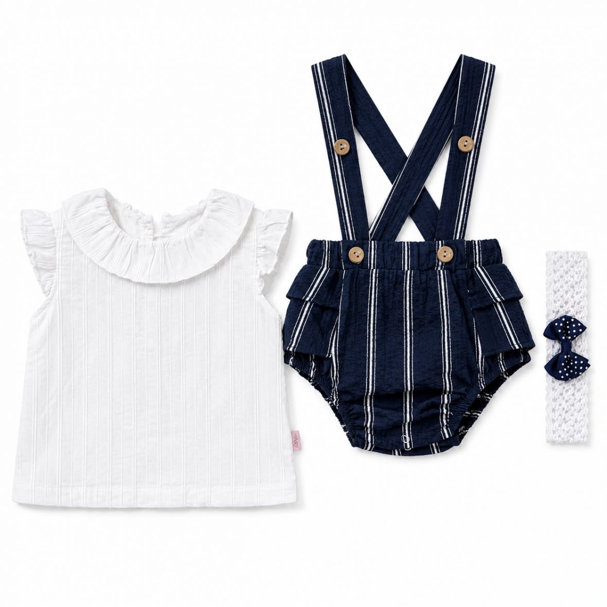 Ensemble Bébé Élégance à Bretelles – 3 Pièces
