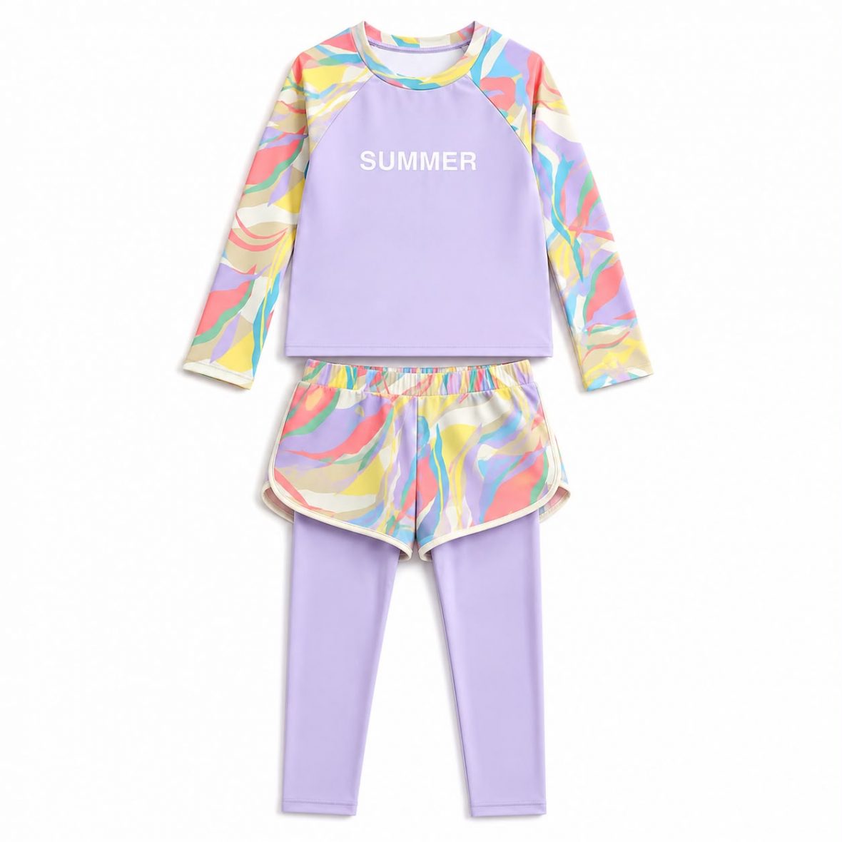 Maillot de Bain 2 Pièces Licorne vert Anti-UV Enfant