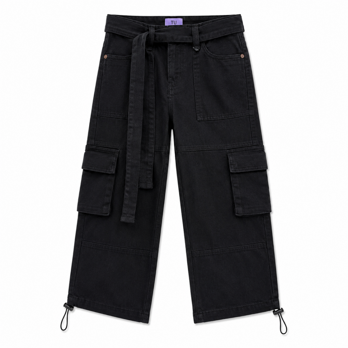 Pantalon Cargo Wide Leg Fille avec Ceinture