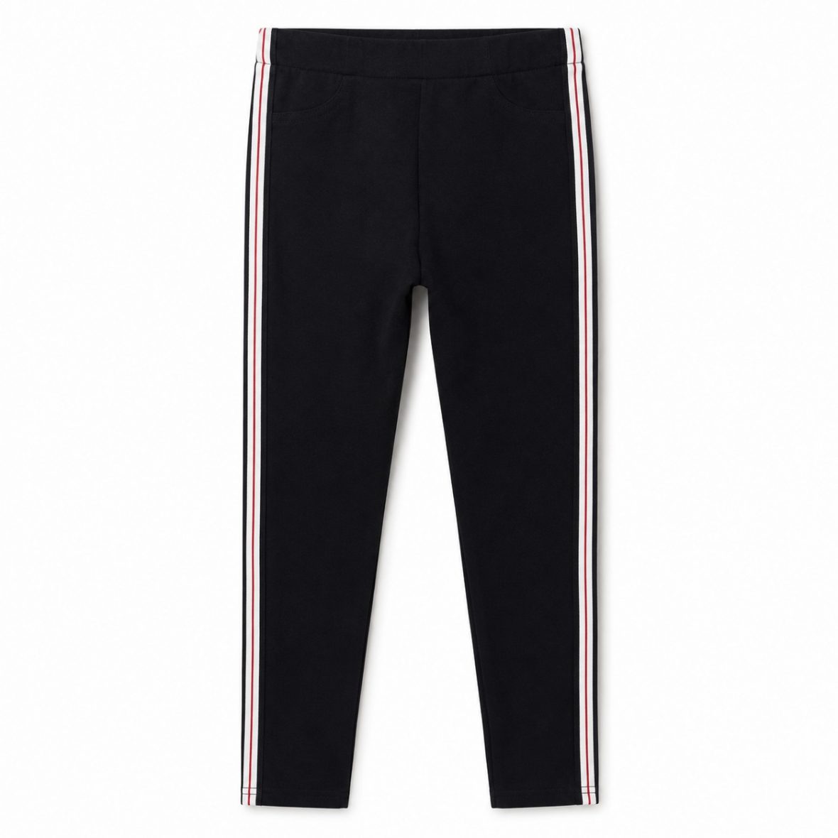 Pantalon jegging noir à bandes latérales fille