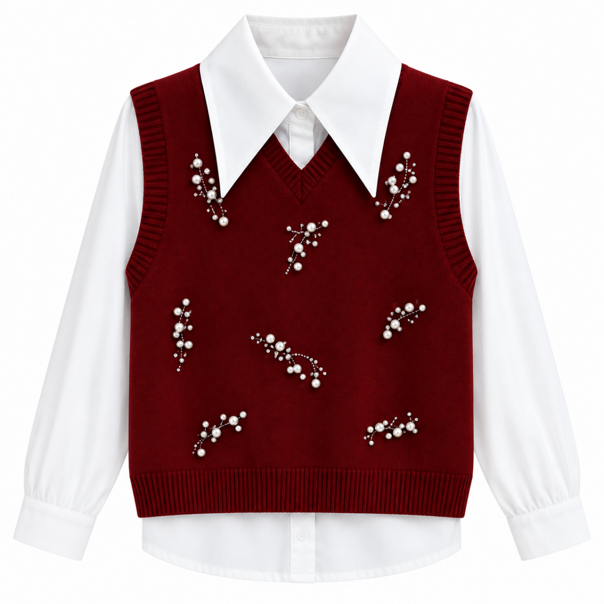 Ensemble Pull chemise perlé fille M2